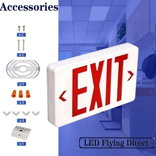 Miniatura 6 de Señal de salida roja, luz LED de salida de emergencia comercial con batería de respaldo, certificación UL, CA 120/277 V, luces de salida de letras