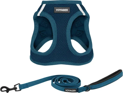 Miniatura 11 de Combo de arnés de malla Voyager Step-in Air para todo clima y correa reflectante para perro de 5 pies con mango de neopreno, para cachorros de razas