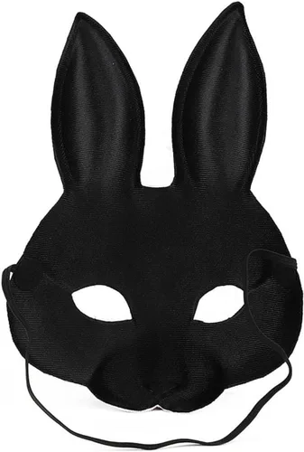 Miniatura 4 de GANAZONO Máscara de conejo de media cara, máscara ligera de Eva con orejas de conejo para Pascua, Halloween, carnaval, disfrazarse
