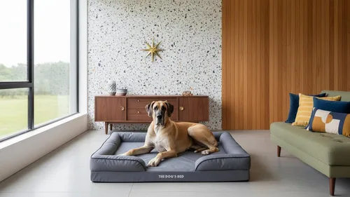 Miniatura 5 de The Dog's Bed - Cama para perros de espuma con soporte para perros XXL, Oxford gris, cama para perro lavable con forro impermeable extraíble, base
