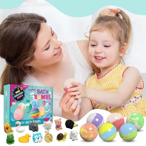 Miniatura 6 de Bombas de baño para niños con sorpresas adentro, set de 12 bombas de baño con juguetes, bolas efervescentes de baño de burbujas naturales