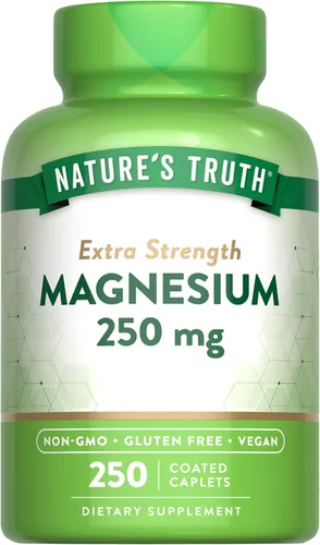 Nature's Truth Suplemento de magnesio para mujeres y hombres | 250 mg | 250 unidades | Vegano, sin OMG y sin gluten | Óxido de magnesio
