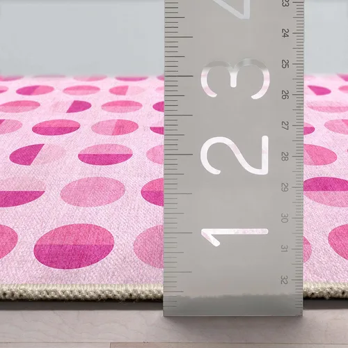 Miniatura 2 de Well Woven Apollo - Alfombra lavable de 3 pies 3 pulgadas x 5 pies, círculos modernos color rosa intenso, para sala de estar, dormitorio y oficina