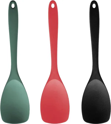 Juego de cucharas de silicona mejoradas, cucharas de goma resistentes al calor, raspadores flexibles antiadherentes sin costuras para hornear, 3