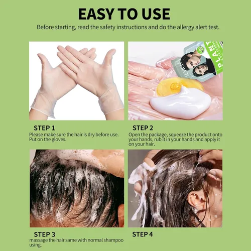 Miniatura 7 de SEVICH Champú de tinte para el cabello de ginseng 5 en 1 para mujeres y hombres Tratamiento de depósito de color 10 sobres de un solo uso