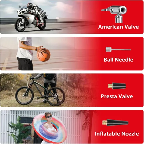 Miniatura 9 de Compresor de aire para inflador de neumáticos, compatible con batería Milwaukee de 18 V M18, bomba de aire eléctrica portátil inalámbrica de 150 PSI