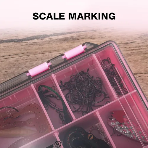 Miniatura 6 de Goture Organizador de caja de aparejos de pesca, caja organizadora de pesca transparente con regla de medición, divisores ajustables, pestillos C