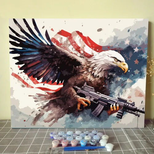 Miniatura 3 de Tucocoo Fighting Eagle - Pintura por números para adultos principiantes y niños, pintura al óleo acrílica por Numbes Kits sobre lienzo, kit