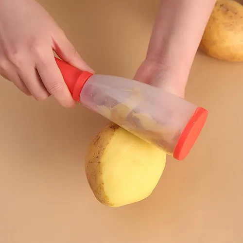 Miniatura 4 de Pelador de verduras con contenedor, pelador de verduras de acero inoxidable rojo con atrapador, peladores de verduras para cocina, pelador