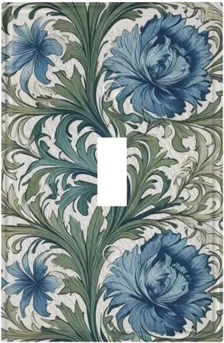 Cubiertas decorativas para interruptor de luz artística, diseño de flores Morris, placa de pared de palanca individual, placa de interruptor Flores
