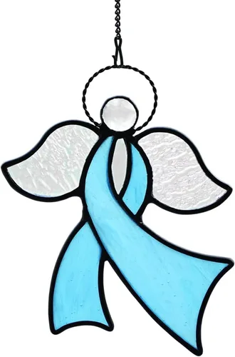Miniatura 11 de Adorno de ángel para colgar en vitrales, decoración de vacaciones, regalos conmemorativos de condolencias, regalos de ángel para mujeres (azul) 5.5