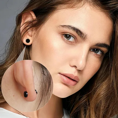 Miniatura 6 de Jstyle 4 pares de aretes de acero inoxidable para hombres y mujeres, aretes de aro Huggie Piercing 18G