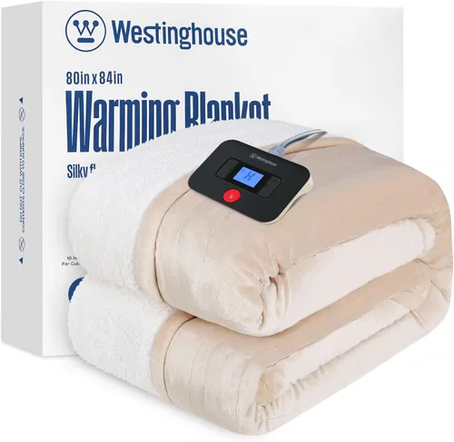 Miniatura 11 de Manta eléctrica con calefacción Westinghouse, manta eléctrica con 6 niveles de calefacción y configuración de tiempo de 2-10 horas, manta eléctrica