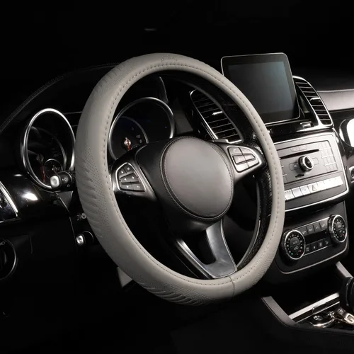 Miniatura 40 de Lord Autofashion - Funda para volante, piel sintética, interior de goma antideslizante, comodidad para todas las estaciones, 14.5-15 pulgadas