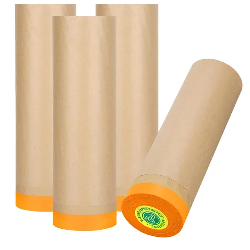 xianshengle Papel de enmascarar precintado para pintar, cinta y drape de 20 pulgadas x 50 pies, papel para pintores, papel para pintores