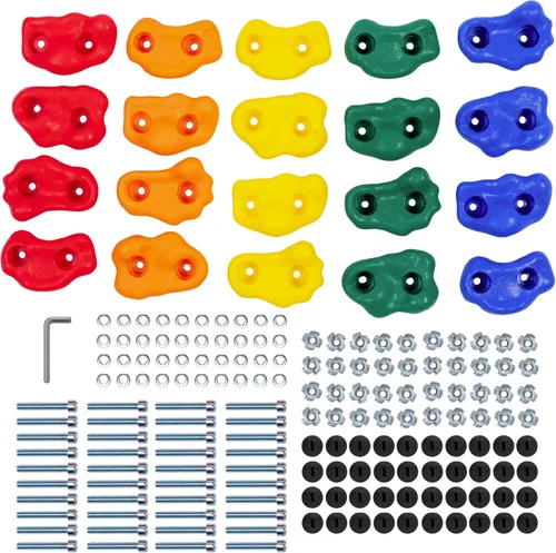 Squirrel Products Soportes de escalada en roca para niños, rocas de escalada extra grandes de lujo con accesorios de montaje – DIY pared de roca