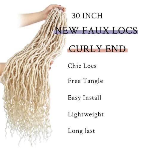 Miniatura 2 de BOHOBABE Rastas Falsas de Cabello de Ganchillo de 30 Pulgadas, Rastas Suaves Boho de Ganchillo con Puntas Rizadas, Rastas Largas de Diosa Bohemia