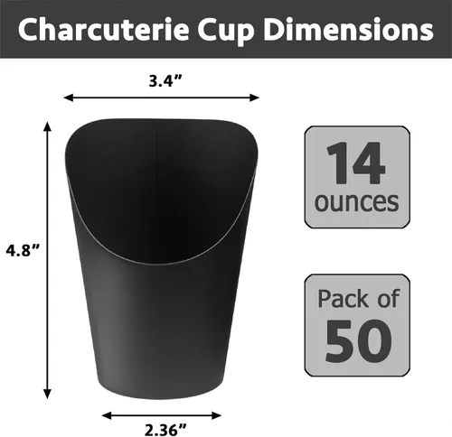 Miniatura 2 de CAMKYDE 50 Piezas Soportes para Papas Fritas, 14oz Vasos de Papel Desechables para Papas Fritas Vasos de Charcutería para Todas las Ocasiones
