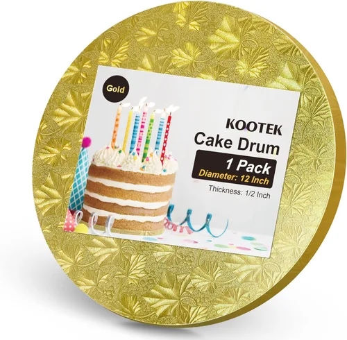 Miniatura 7 de Kootek Bases para Pasteles Redondas de 12 Pulgadas, 1/2" de Grosor, Suministros de Decoración, Base de Cartón Corrugado Resistente Negro, Base