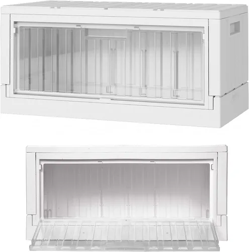 Miniatura 9 de livinbox Contenedores plegables apilables de 45 L para almacenamiento, contenedores de almacenamiento plegables con tapas y puertas laterales