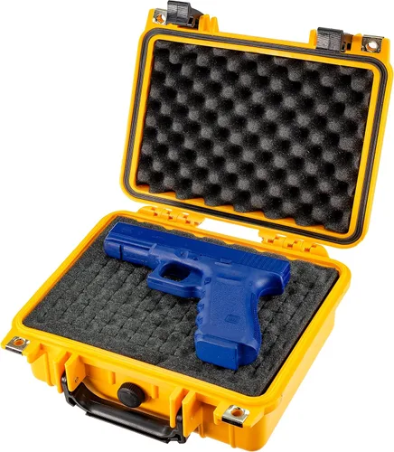 Eylar Pequeña funda rígida para pistola de 10.62 pulgadas, resistente al agua, con estándares TSA de espuma Amarillo