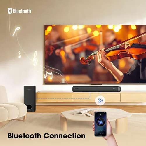 Miniatura 4 de Dolby Atmos Barra de sonido para TV con subwoofer, sistema de cine en casa de 120 W para fútbol y deportes, sonido envolvente 3D, graves profundos