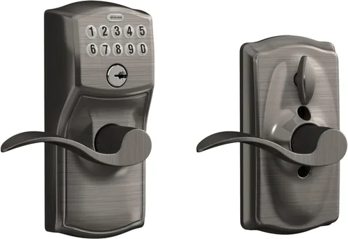 Miniatura 22 de SCHLAGE FE595 CAM 622 GEO Entrada con teclado con cerradura electrónica Flex, negro mate