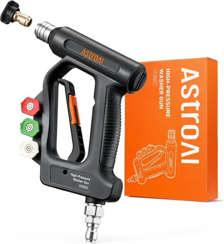 AstroAI - Pistola de lavado a presión corta con giratorio, pistola de lavado eléctrico con entrada de conexión rápida de 3/8 pulgadas y salida de