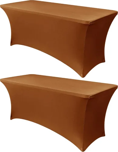 Miniatura 16 de Obstal Funda de mesa de elastano elástica de 4 pies para mesas plegables estándar, paquete de 2 manteles rectangulares universales ajustables