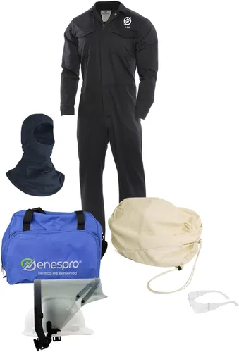 Miniatura 2 de Enespro ArcGuard, CAT 2, 12 Calorie, Arc Flash Suit Kit with FR Coverall, Face Shield, and Balaclava