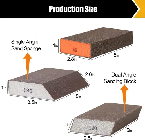 Miniatura 4 de Paquete de 8 bloques de lijado, esponja de lijado de ángulo simple y doble, lavable y reutilizable, bloque de lijado para madera, paneles de yeso