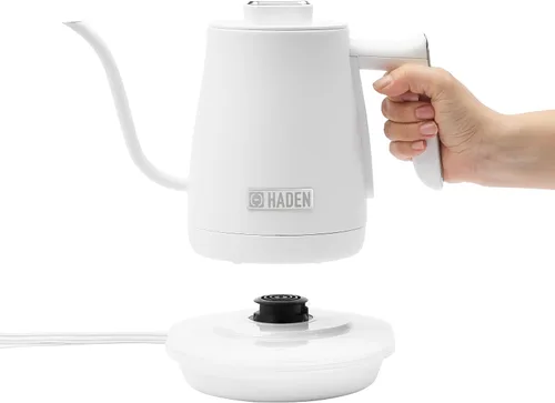 Miniatura 4 de Haden Hervidor eléctrico de acero inoxidable de 0.6 litros, hervidor de agua caliente con cuello de cisne con base de 360 grados y apagado
