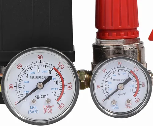 Miniatura 7 de Interruptor de presión del compresor de aire, válvula de control de presión de alto rendimiento de 95-125 PSI con medidores para reducción rápida