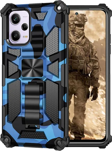 Miniatura 7 de CCSmall Funda de camuflaje para Xiaomi Redmi Note 12 Pro 0.18 oz con soporte, funda de camuflaje para Xiaomi Poco X5 Pro, soporte de anillo Azul