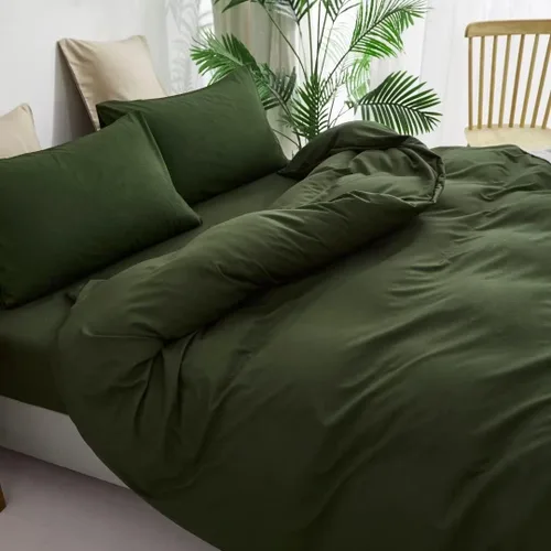 Miniatura 5 de CLOTHKNOW - Juego de edredón verde militar tamaño completo de 3 piezas, juego de ropa de cama verde oscuro, edredón suave con 2 fundas de almohada
