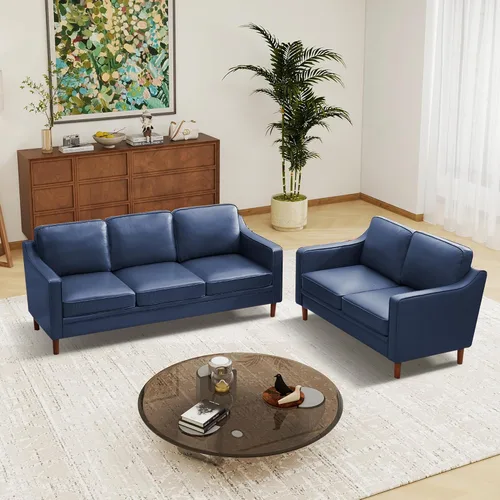 Miniatura 46 de Conjuntos de muebles para sala de estar Kingfun, sofá de 3 plazas y sofá biplaza, juego de sofá de estilo moderno de mediados de siglo, sofá de Piel
