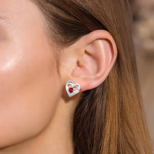 Miniatura 2 de Aretes CDE Forever Love Heart de plata de ley 925, chapados en oro rosa, con piedra de nacimiento de diciembre, circonita cúbica de calidad 5 A