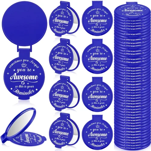 Miniatura 16 de 18 piezas de espejo compacto inspirador de 2.76 pulgadas a granel para mujeres, pequeños regalos de graduación, día de la madre, fiesta, bolso, Negro