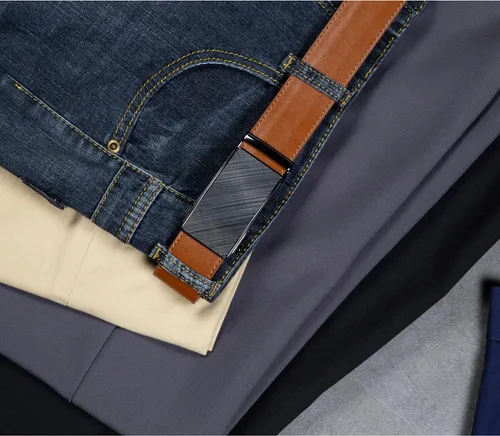 Miniatura 6 de Founders & C Cinturón para hombre, 2 unidades, vestido de cuero con trinquete con hebilla deslizante de 1 38 pulgadas en caja de regalo