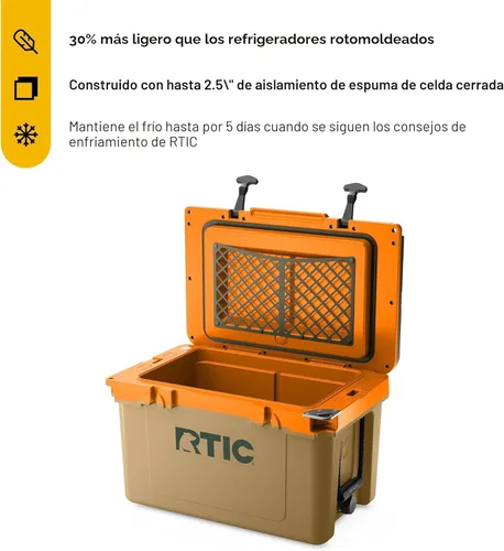 Miniatura 2 de RTIC - Hielera ultraligera de 52 cuartos de galón, con pestillos de goma resistentes, paredes aisladas que mantienen el hielo frío durante días