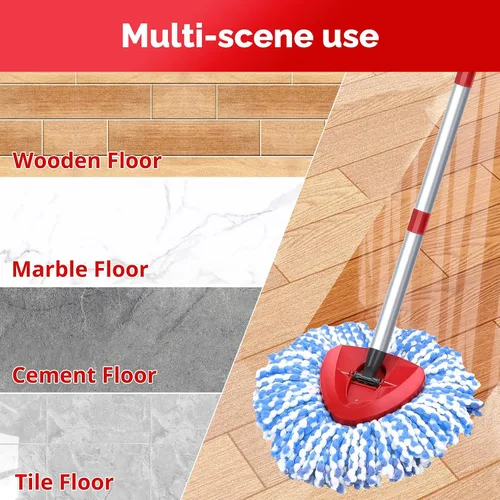 Miniatura 8 de O-Cedar - Cabezal de trapeador giratorio, base, mango de repuesto para sistema RinseClean 2 tanques, 4 repuestos de fregona de microfibra, 1 base