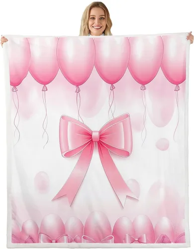 Miniatura 31 de Erosebridal Black Pink Bow Fleece Throw Blanket 40"x50" - Ultra-Soft for Couch Sofa Bed,Kawaii Cool Bowknot Sherpa Blanket,Princess Style Fuzzy