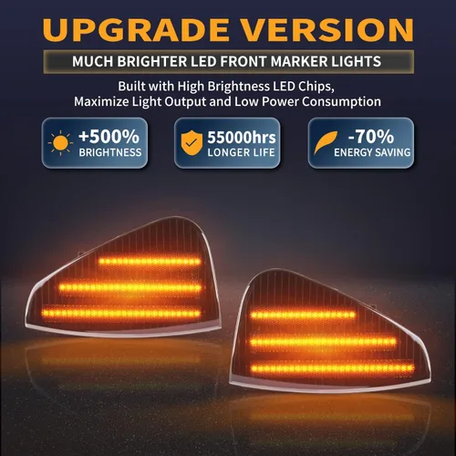 Miniatura 2 de Gempro Luces LED de esquina delantera lateral para Dodge Charger 2006 2007 2008 2009 2010 lámparas intermitentes, 2 unidades (negro ahumado)