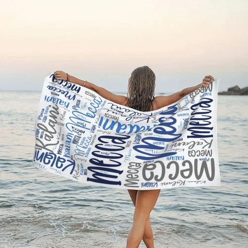 Miniatura 6 de Toallas de playa personalizadas para adultos, toallas de playa personalizadas con nombres para viajes, toallas de playa de microfibra, regalos