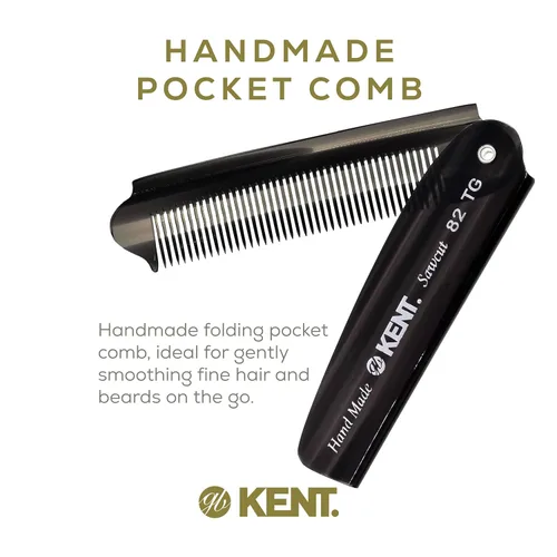 Miniatura 3 de Kent 82T Peine plegable hecho a mano para hombres, peine de pelo de dientes finos para el cuidado diario del cabello, barba o bigote, uso seco
