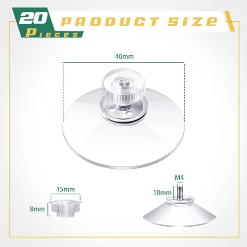 Miniatura 2 de Zopeal 20 piezas de ventosas adhesivas al por mayor con tornillos, tuercas, ventosas de plástico, almohadillas de 40 mm, PVC transparente, ventosas