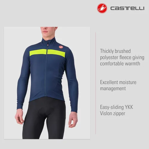 Miniatura 2 de Castelli Puro 3 Jersey FZ para hombre, manga larga con aislamiento polar, cremallera y cuello alto para ciclismo de carretera y grava I