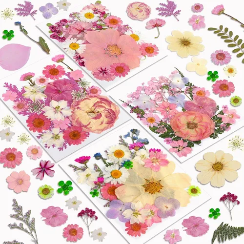 Miniatura 11 de Flores Secas, Resiners 58 Piezas Flores Prensadas para Manualidades Rosa Flores Secas Naturales Reales Kit de Hojas Secas para DIY Hacer