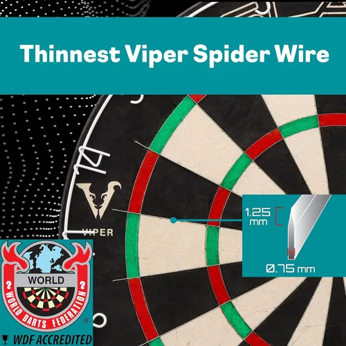 Miniatura 3 de Viper Slash - Diana de dardos de cerdas con puntas de acero de competencia oficial, acreditada por WDF con cableado de metal ultrafino sin grapas
