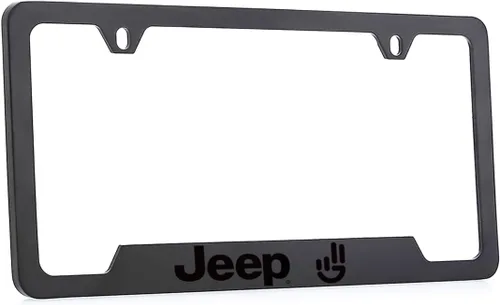 Miniatura 5 de Marco para matrícula de Jeep Wave, cantidad 1 incluida (metal negro)